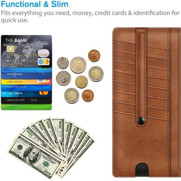 Slim Credit Card Wallet Holder Change Pouch, RFID Blocking Business Cards Cases - Picture 3 of 8
